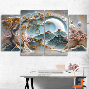 AFTEREAT HIASAN DINDING SET ISI 4 JAPANESE MOUNTAINT SAKURA  HIASAN DAN PAJANGAN KAYU