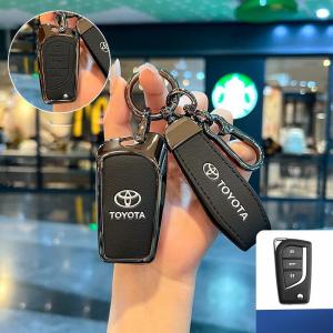 Metal Key Key Holder Case Remote Key Fob Key Holder Keychain For Toyota Corolla Camry Chr Rav4 Avensis Verso Auris Aygo Yaris Hilux Vellfire Revo Altis