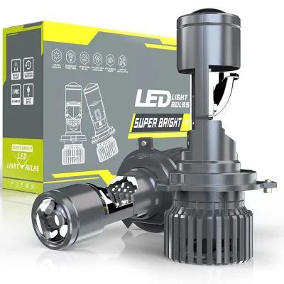 H4 LED หลอดไฟหน้า ledCanbus Projector mini projector h4 led h4 mini lens h4 projector LED Lights For Car Mini Lens HI/LO Beam 6000K Super Bright 280W LHD RHD 90000LM Automobles Bulbs