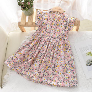 Bear Leader Girls Casual Dresses 2024 New Summer Kids Baby Flowers Print Costumes Floral Party Birthday Princess Vestidos 2-6Y