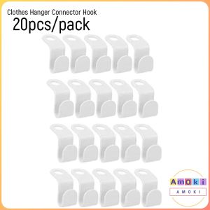 Amoki【Ready in Stock】 20pcs/pack Clothes Hanger Connector Hooks Space Saving Wardrobe Closet Storage Holder Rack
