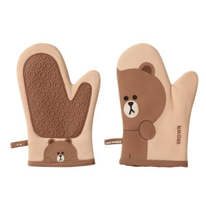 100% Authentic Line Friends Oven Baking Gloves Microwave Oven Glove Non-slip Heat Resistant Insulated Mitten Kitchen Tool BROWN SALLY LFB28
