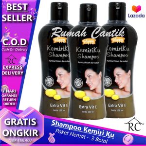 (3 BOTOL) SHAMPOO PENGHILANG UBAN Kemiriku Sampo Kemiri Anti Uban 100ml Happy Kemiri Ku Shampo Rambut Anti Ketombe Anti Rontok RUMAH CANTIK Bisa COD Bayar di Tempat Sampo Perawatan Rambut Hitam Kuat Sehat Olive Oil Ekstra Vitamin E