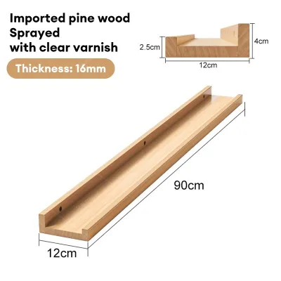 TABLETROVE Wall Mounted Solid Wood Wall Shelf Floating120mm Shelf Bookshelf Display Rack Simplicity