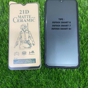 INFINIX SMART 8 SMART 7 SMART 6+ ANTI GORES CERAMIC MATTE ANTI MINYAK LIST PLASTIK MIKA TEMPERED ANTI PECAH