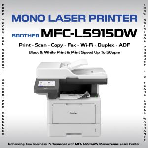 Brother MFC-L5915DW A4 4in1 Corporate Mono Laser Printer | B&W | WiFi Print | Duplex | ADF | 50ppm