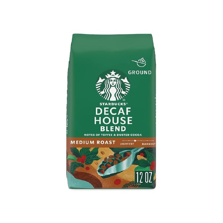 Starbucks Decaf House Blend Medium Roast Ground Coffee 12oz (340g ...
