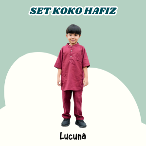 Setelan Koko Anak Hafiz Junior Lucuna Warna Maroon Size 2-10 THN