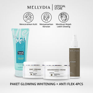 Paket Pemutih Skincare Pencerah Memudarkan Flek Noda Hitam di Wajah I MELLYDIA Nourish A 4Pcs BPOM
