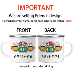 Dropshipping Personalized Name Central Perk Design Cup 12oz Enamel Wholesale Coffee Mug Tea Milk Cups2026