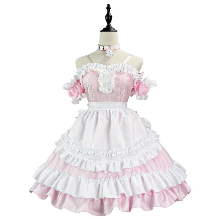 Sweet Cute Pink Lolita Dress Girl Women Plus Size 5XL Sexy Maid Outfit ...