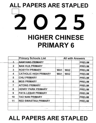 Primary 6 2025 Full Year Exam Papers Hard Copy Stapled with Answers ISBN 3333 English