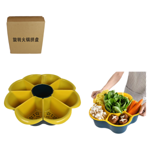 Rotating Hot Pot Platter Rotatable Platters for Serving Food - 9 Comparment
