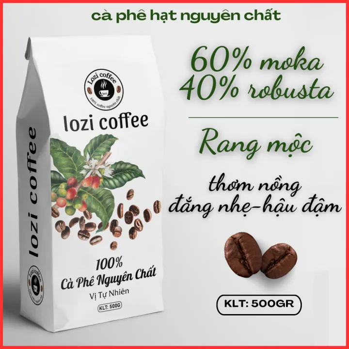 500GR Cà phê hạt rang mộc MOKA & ROBUSTA TỈ LỆ : 60/40 rang xay sạch 100% THƠM NGON HẬU VỊ