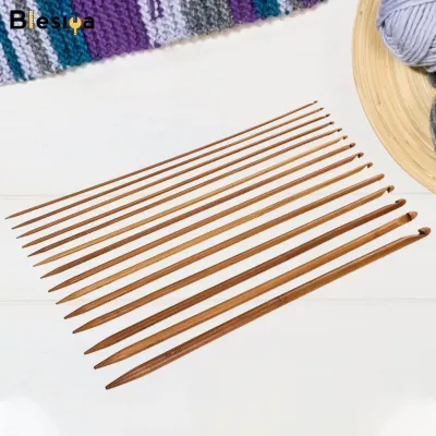 Blesiya Bộ Móc Đan Bằng Gỗ 14x Kim Sợi May Vá Để Đan Móc