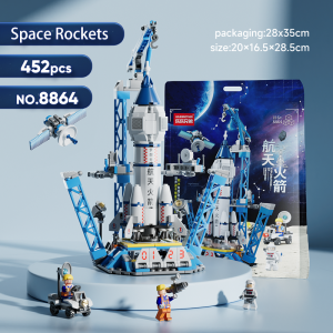 Mainan Anak Laki-laki Block 500Pcs NASA Seri Roket Model 3D Puzzle Edukasi Mainan