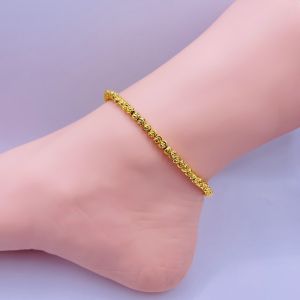 Lắc chân titan hột bi 3 li Vòng đeo chân chất liệu titan không phai không rỉ màu vàng trangsucmoiluatuoi.RIN