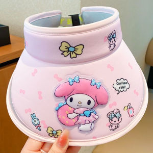 Sanrio Children Summer Sun Visor Kuromi Melody Wide Brimmed Hat Beach Hat Adjustable UV Protection