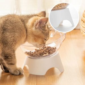 Transparent Cat Food Bowl Pet Feeding Bowl With Elevated Stand Dog Bowl Pet Plate Pet Supplies Mangkuk Kucing Mangkuk Air Kucing