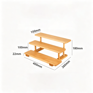Walnut color high-quality 3-layer storage display solid wood shelf Organizer
