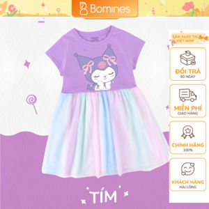 Váy bé gái Kuromi Bomines Đầm phối lưới cầu vồng Sanrio Váy dự tiệc cho bé gái từ 2-12 tuổi 10-36kg DTNL7MKUROMINO