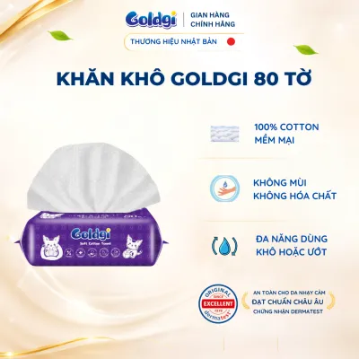 Khăn khô Goldgi 80 tờ mềm dịu an toàn cho da bé