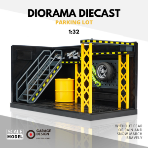 Diecast Miniatur Diorama - Diecast Diorama DIY Miniatur Parking Lot 1:32 Terdapat Lampu LED - Pajangan Mobil Miniatur Diorama Premium Bengkel Mobil Skala 1:24