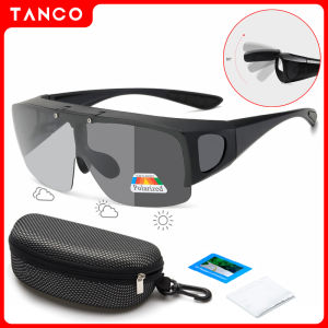 TANCO 2025 New Fashion Polarized Flip Sunglasses for Men and Women Oversize Anti-Glare Wraparound Sunglasses Photochromic UV Protection Lens Wear with Reading Glasses NO.2027D
