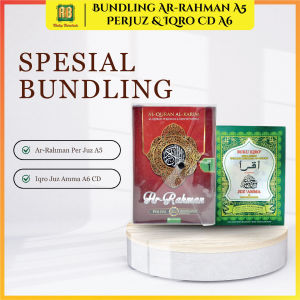 Bundling Alquran Ar-Rahman Mujazza Ukuran A5 Terjemah & Tajwid Warna Dan Iqro Juz Amma Cd Kecil