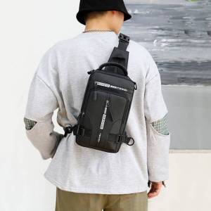Mens Casual Waterproof Multifunctional One-Shoulder Messenger Chest Cross Body Bag USB
