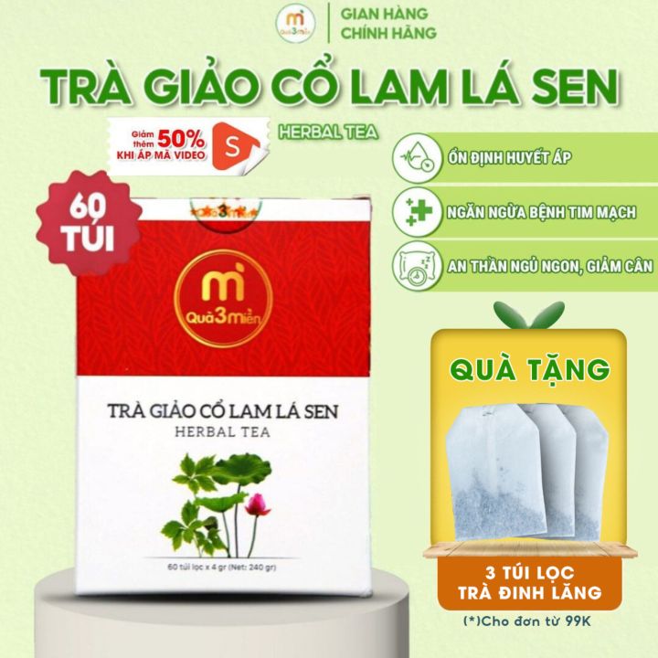 Trà Giảo Cổ Lam Lá Sen ổn định huyết áp, giảm mỡ máu, ngăn ngừa xơ vữa ...