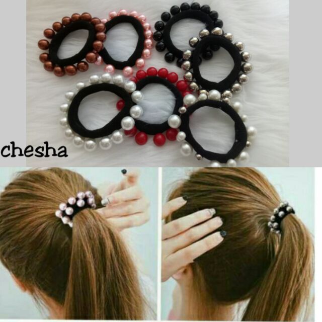 Elastic Pony Hair Tie with Pearl Lazada PH