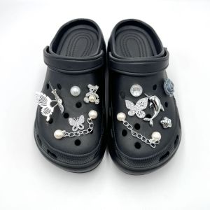 11Pcs/Set Crocs Jibbitz Charms Pearl Crystal Diamond Shoe Buckle 3D Shaking Butterfly Wings Shoe Buckles Dolphin Shoe Decorations for Crocs