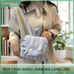 【LAKEBAO】 1pcs công suất lớn Bow vai túi đa chức năng phong cách Hàn Quốc ren kẻ sọc ba lô du lịch vải ba lô Túi sách