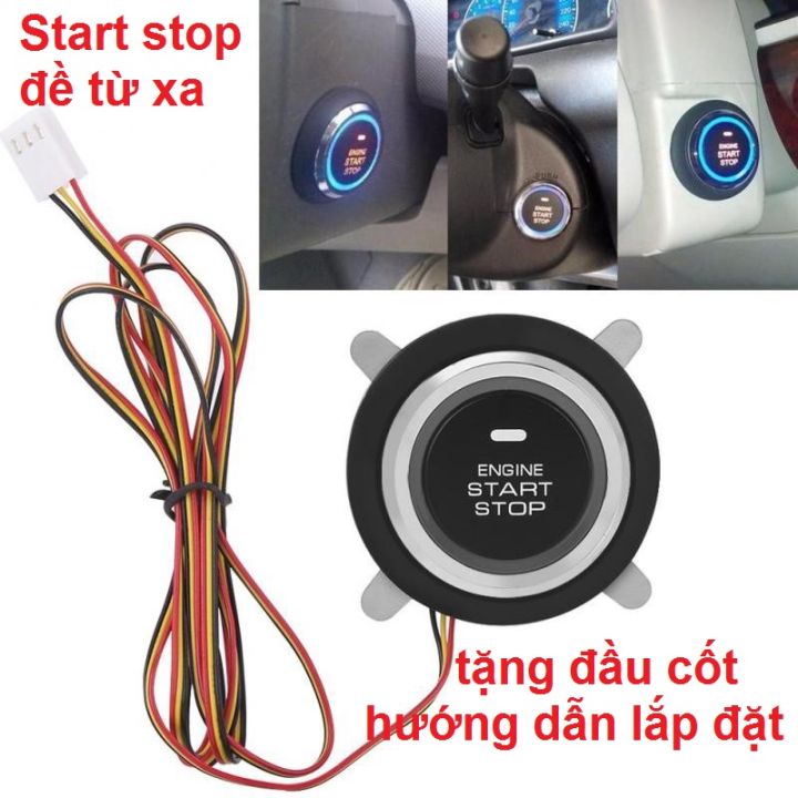 (BH 1 năm) Bộ nút nhấn Start Stop ô tô tích hợp đề xe từ xa bằng remote ...