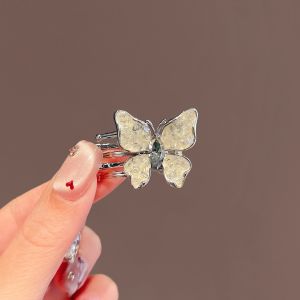 Fairy Crystal Butterfly Small Hair Clip Exquisite Womens Bangs Side Clip Alloy Duckbill Clip Hairpin Korean Hair Accessories