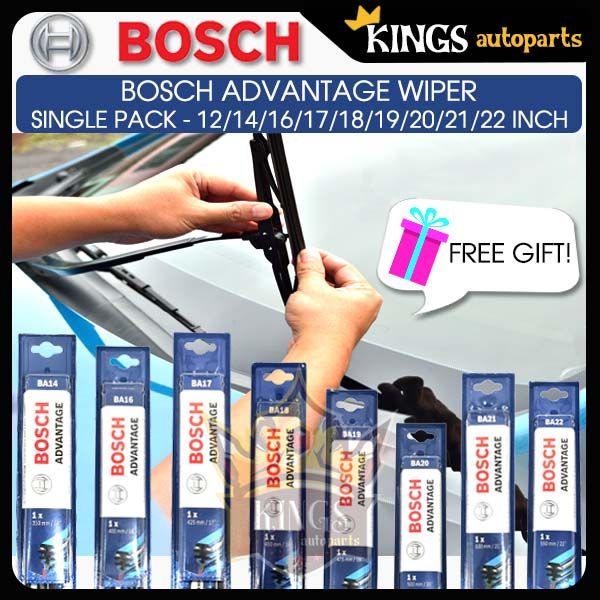 BOSCH ADVANTAGE WIPERS Single Pack Size 12”/14”/16”/17”/18”/19”/20