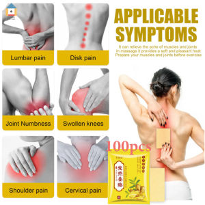 【Malaysia Spot Sale】100PCS Original Herbal Ginger Patch For Pain Health Care for Promote Blood Circulation Knee Neck Back Pain Relief Improve Sleep For Pain Relief