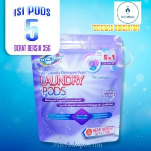 NEW OXYACTION Laundry Pods 5in1 Aroma Lavender Pouch 5 Pcs Deterjen Kapsul Teknologi Canggih 5D 10x Lebih Efektif Wangi Tahan