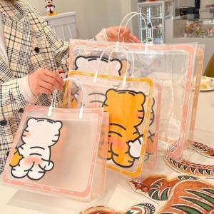 Túi nhựa trong suốt túi xách hình hộp set 3 túi trong suốt hình con hổ đựng đồ chống nước tiện lợi