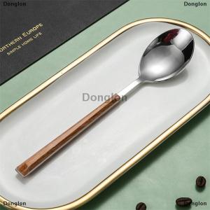 [COD] Donglon 1Pc Wooden Handle Cutlery Stainless Steel Knife Fork Spoon Wooden Flatware Dishwasher Safe Kitchen Tableware Knife Fork Spoon