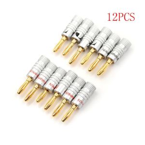 [SG In Stock]12Pcs Golden Nakamichi Speaker Banana 4MM Plug Connector Adapter Connectors