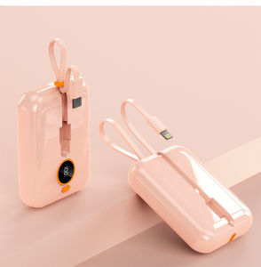 SUPER FAST CHARGING 2in1 powerbank mobile. 20000mAh capacity mini size airplane travel type C Lightning built in Cable