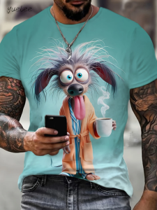 Funny 3D Printed T-Shirt Mens Summer Outdoor Mens Short Sleeve Fashion Cute Mens Tops Hundred Casual Oversized Mens Clothing