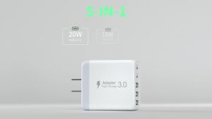 [2Pack]USB C Wall Charger Block 50W 5-Port C Charger Fast Charging Block PD Power Adapter +QC 3.0 Multiport Type C Brick Cube USB A Wall Plug for iPhone 15/16/17 Pro Max Plus iPadSamsung Galaxy