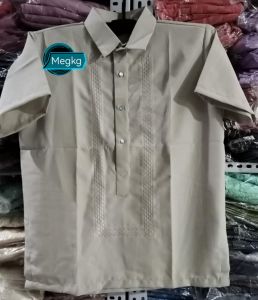 Beige LS & SS Barong Pampasok sa Office at Formal Attire for Men