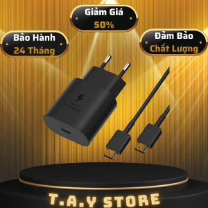 Sạc Samsung 25w cáp sạc Samsung Type C cho Note 10 Note 20 a71 a70 a80 a90 a21 s20 Bảo Hành 12 tháng Combo Củ + Dây  Bộ Sạc Siêu Nhanh 25W (Adaptor 25W + Cable chuẩn C to C) Dùng Cho Samsung A90 A80 A72 A71 A70 M51