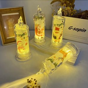 Nến Đèn LED Điện Tử Hình Ông Già Noel Tuần Lộc Trang Trí Decor Tiệc Giáng Sinh 5x18cm