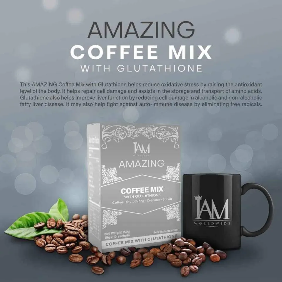 amazing coffee mix with glutathione IAM WORLDWIDE made in Australia FDA APPROVED glass skin routine b12 mic injections online Select a pack:2 MONTH PACK youthful glow
