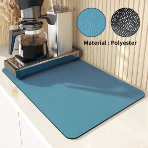 Absorbent Dish Drying Mat Kitchen Quick Dry Thickened Diatomite Mat Household Durable Coasters Splash Anti Mold Cushion Wash Basin Sink Absorbent Pad Kitchen Tableware Non-slip Drying Mat